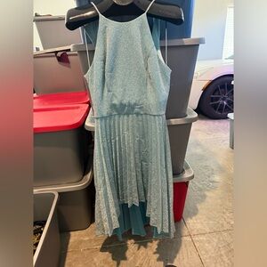 B Darlin Light Blue High-Low Glitter Cocktail Dress
